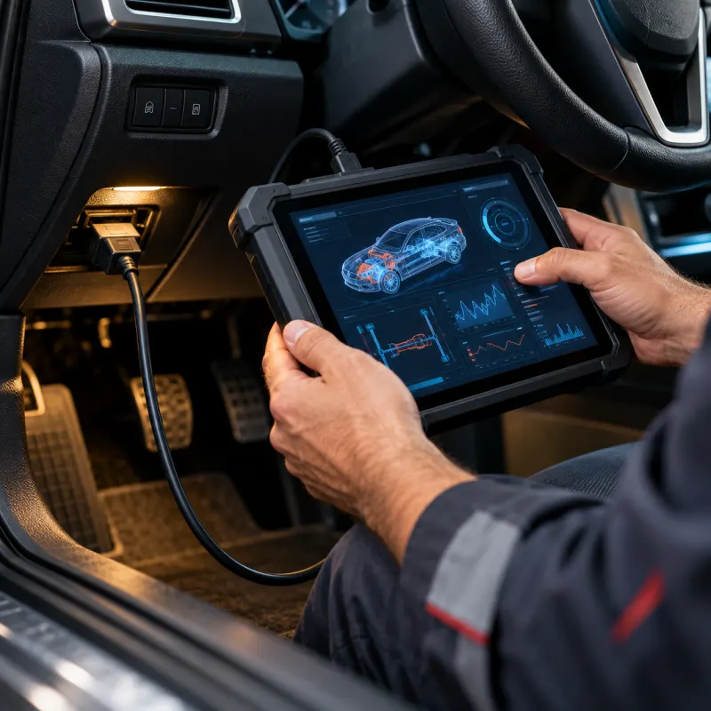 Scanner de diagnóstico conectado ao carro
